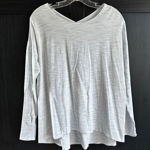 EUC Lululemon Back Into It Long Sleeve Open Strappy Back White Grey S/M Size 6 - Picture 13 of 16